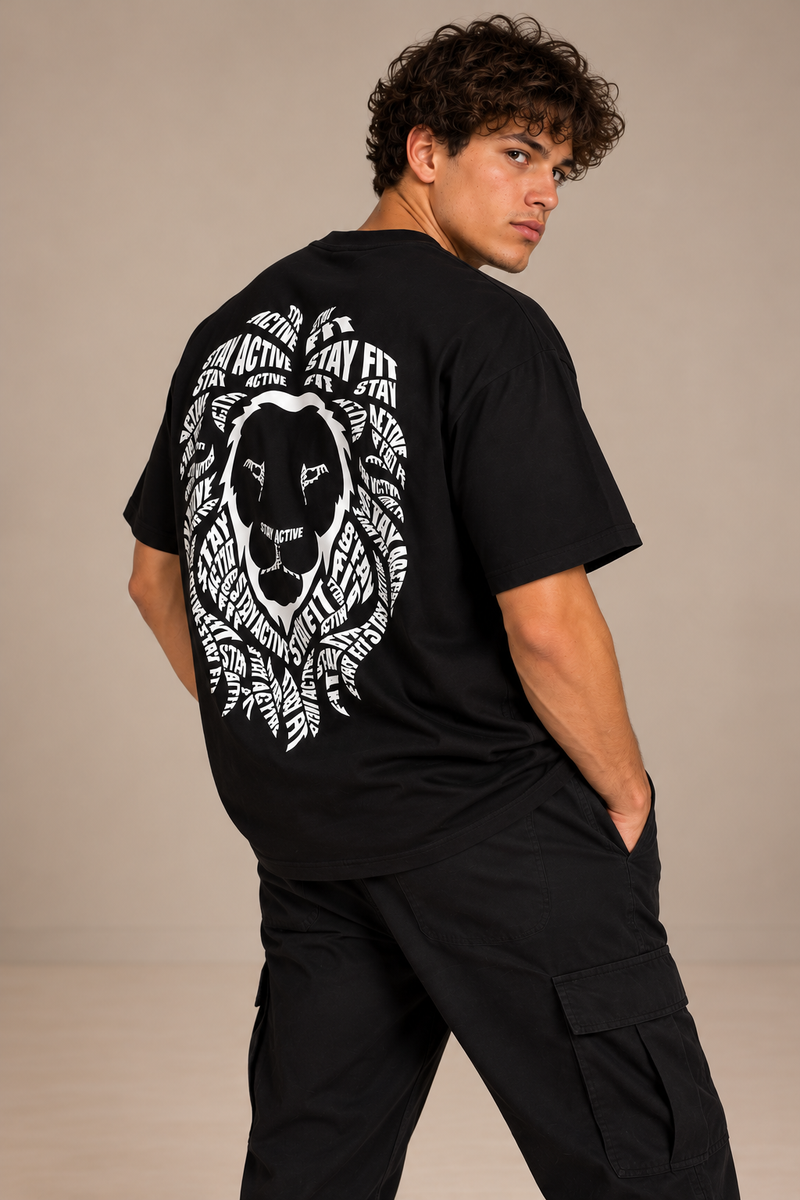 STEEFIT Lion Power Oversized T-shirt in de kleur Zwart